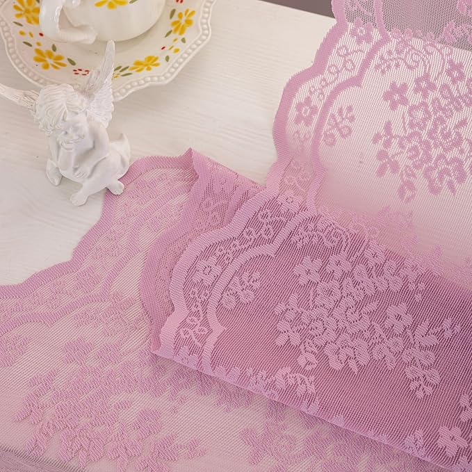 YJ YANJUN Vintage Lace Curtains 84 Inches Long-Victorian Floral Pattern Lalic - Image 6