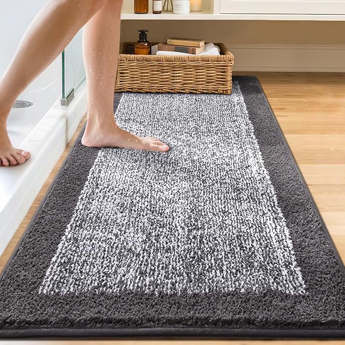 70x24 Long Bathroom Rugs Washable Non Slip, Soft Absorbent Quick Dry Mats - Image 2