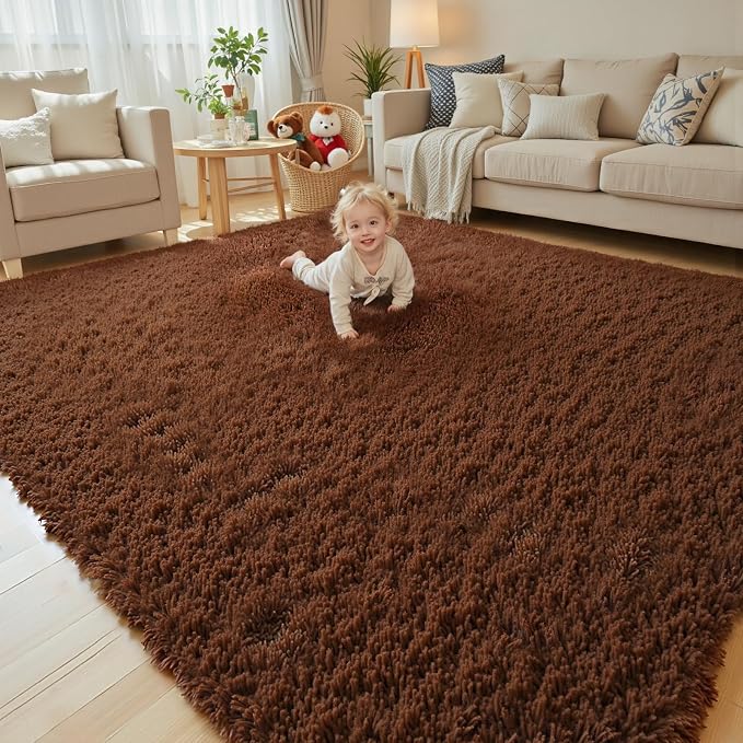 Area Rugs 9x12 Living Room, Shaggy Carpet Soft Plush Furry Bedside Rug Large - Image 3