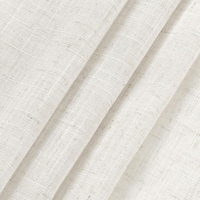 Extra Long Beige White Linen Curtains 132 Inch - Image 8