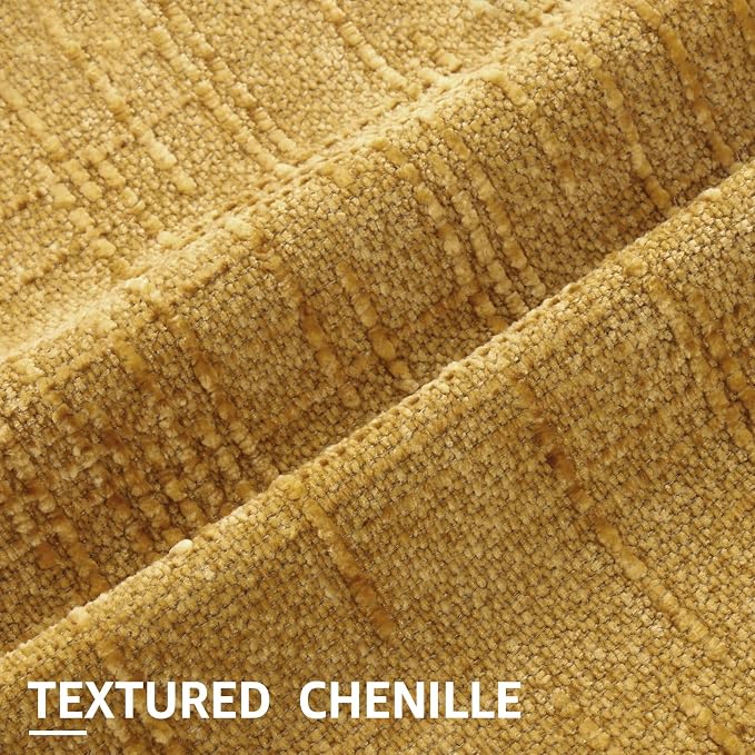 decorUhome Summer Mustard Yellow Chenille Euro Sham Throw Pillow Covers 22x22 - Image 2