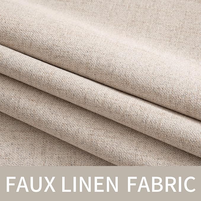 MIULEE Linen Texture Curtains Soild 100% Blackout Thermal Insulated Natural - Image 5