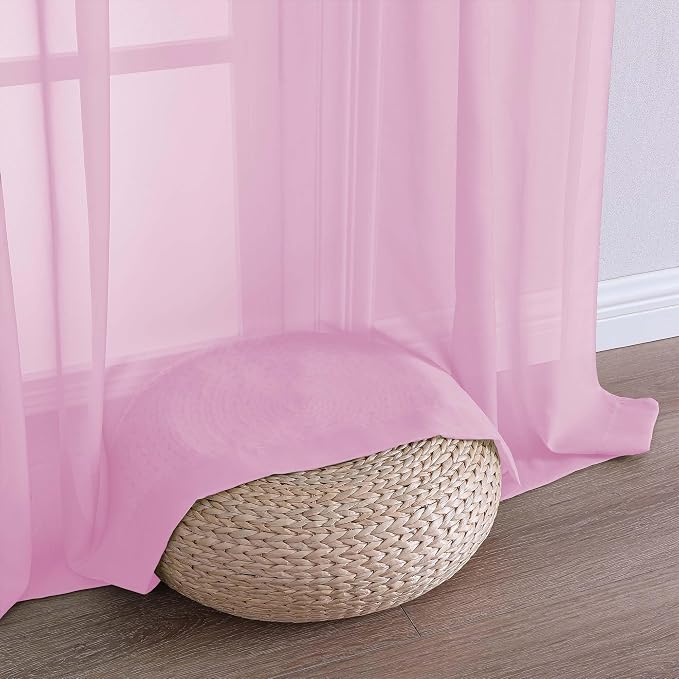 OWENIE Sheer Pink Curtains 108 Inches Long - Image 5