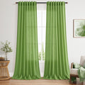 Nanspring Lime Green Linen Blend Light Filtering Back Tab Curtains 108 Inches by Nanspring
