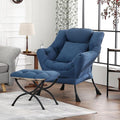 Lazy Chair with Ottoman, Reading Chair with a Pillow, Leisure Sofa Armchair with Ottoman, Large Accent Lounge Chair for Bedroom, Living Room, Dorm Room, Peach Royal Blue