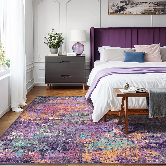 Washable Area Rugs 7'x9' Non-Slip Modern Abstract Soft - Image 3