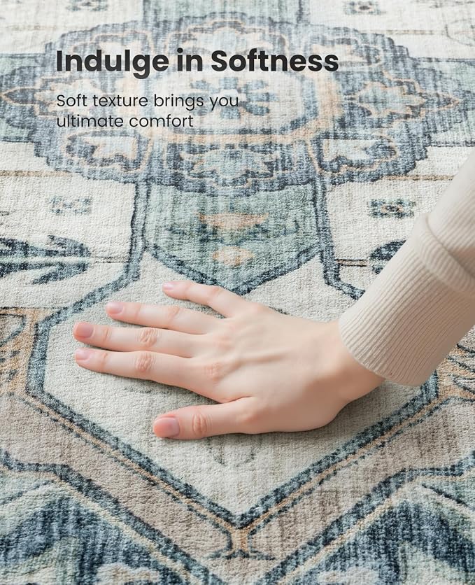 AMADA HOMEFURNISHING 2'6"x10' Washable Area Rug, Low-Profile Entryway Rug - Image 6
