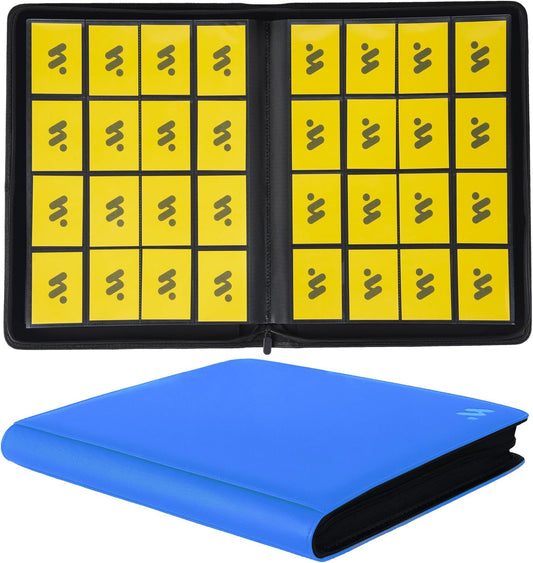 Premium 1000+ Pockets Card Binder,16 Pockets Trading Card Binder Ringless Side Loading Trading Card Album Folder for TCG -Light Blue
