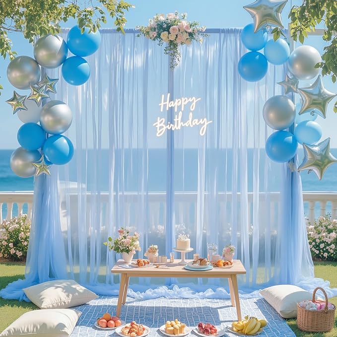 10ft x 15ft Baby Blue Tulle Backdrop Curtain - Image 4