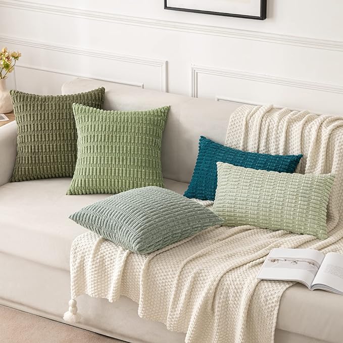 MIULEE Pack of 2 Spring Corduroy Decorative Euro Sham Throw Pillow Covers 24x24 - Image 5