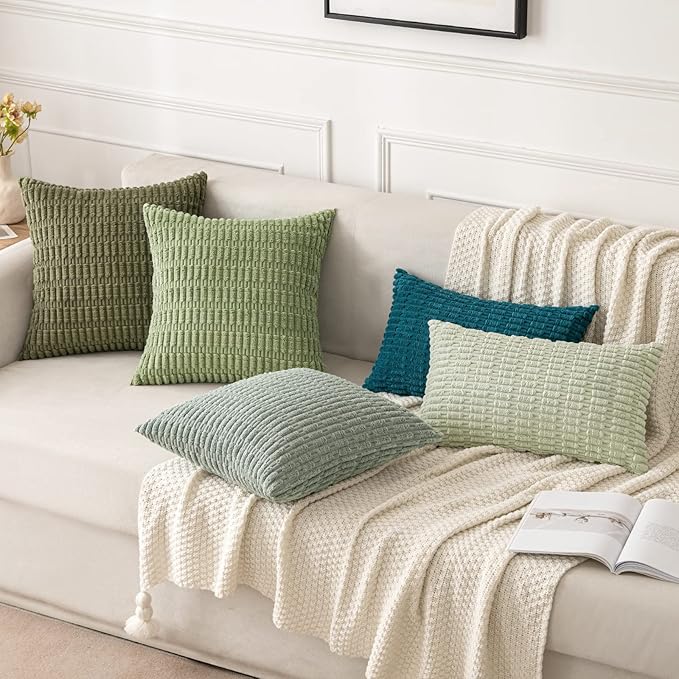 MIULEE Pack of 2 Spring Corduroy Decorative Throw Pillow Covers 20x20 Inch Soft - Image 2