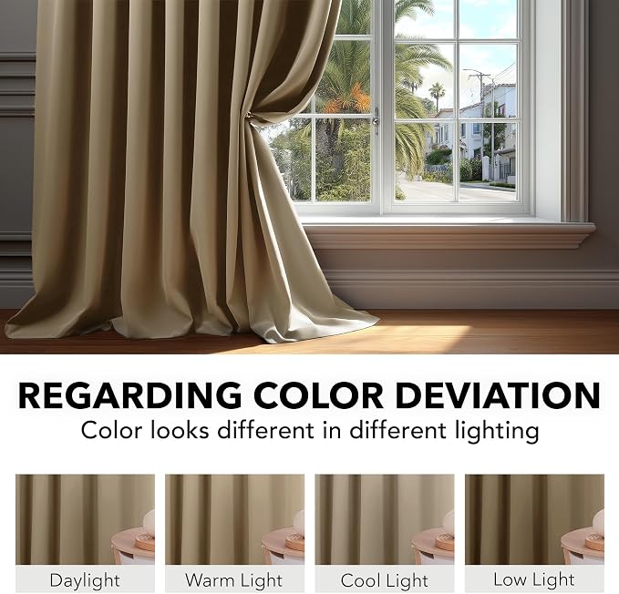 Deconovo Blackout Curtains, Thermal Insulated, W70 x L108 2 Panels, Back Tab - Image 6