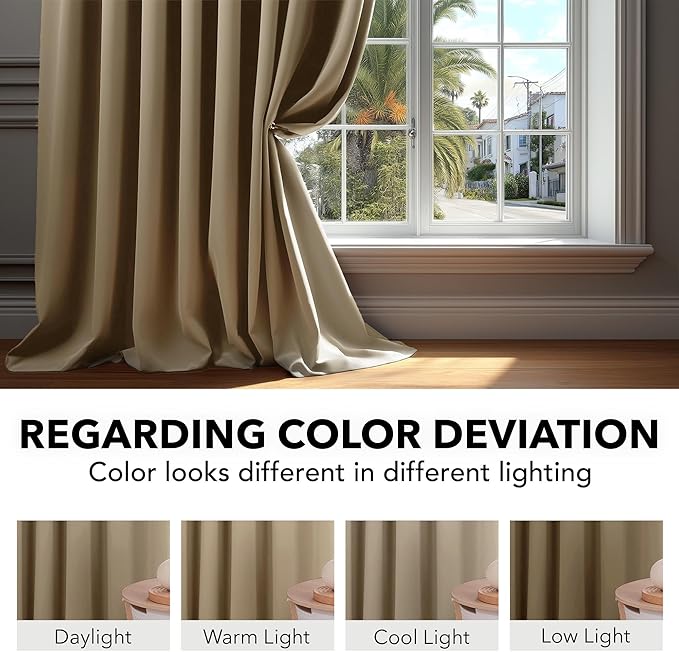 Deconovo Blackout Curtains, Thermal Insulated, W42 x L45 2 Panels, Back Tab - Image 6