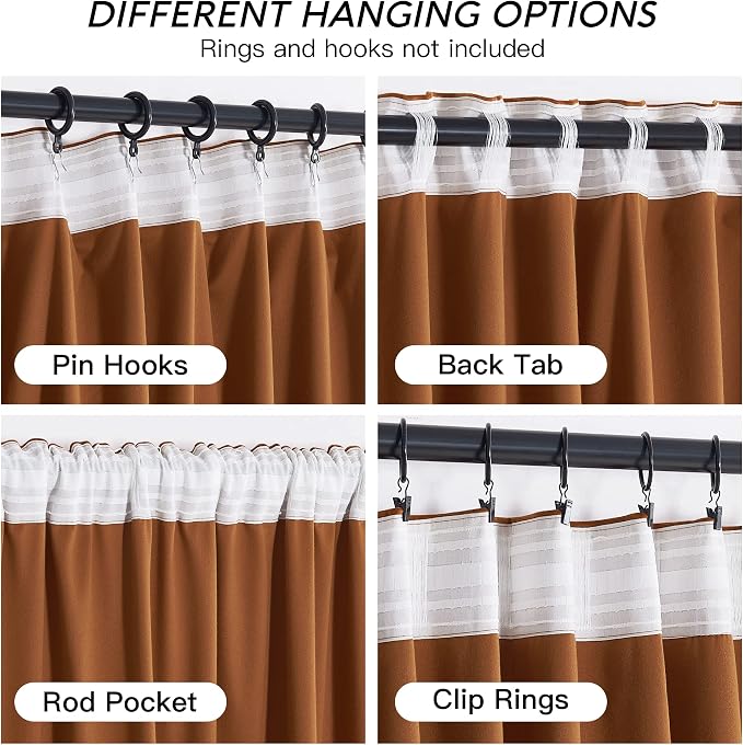 RYB HOME Velvet Curtains 96 inch, Room Darkening Window Curtains - Image 4