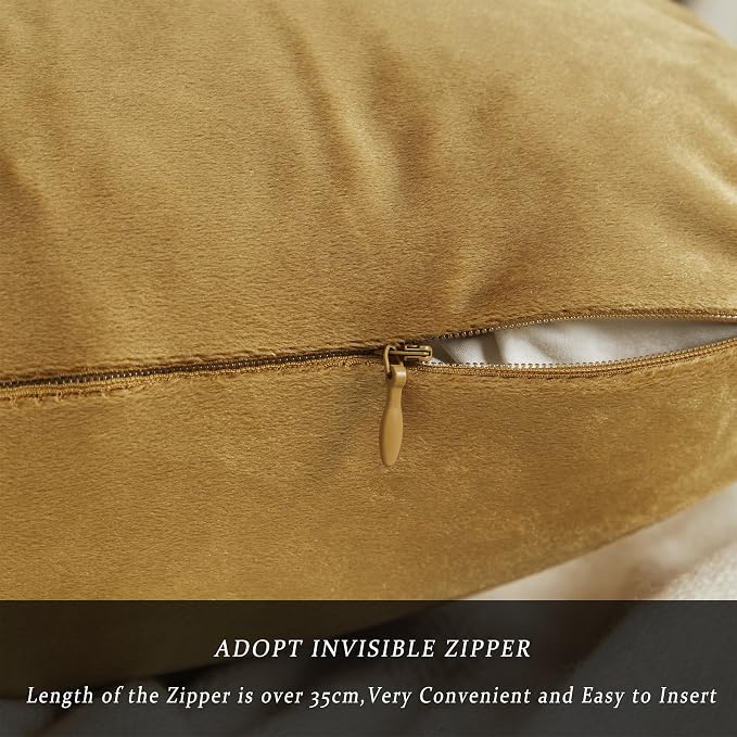 GIGIZAZA Golden Throw Pillow Covers 18x18 Decorative Velvet Cushion Covers Pack - Image 5