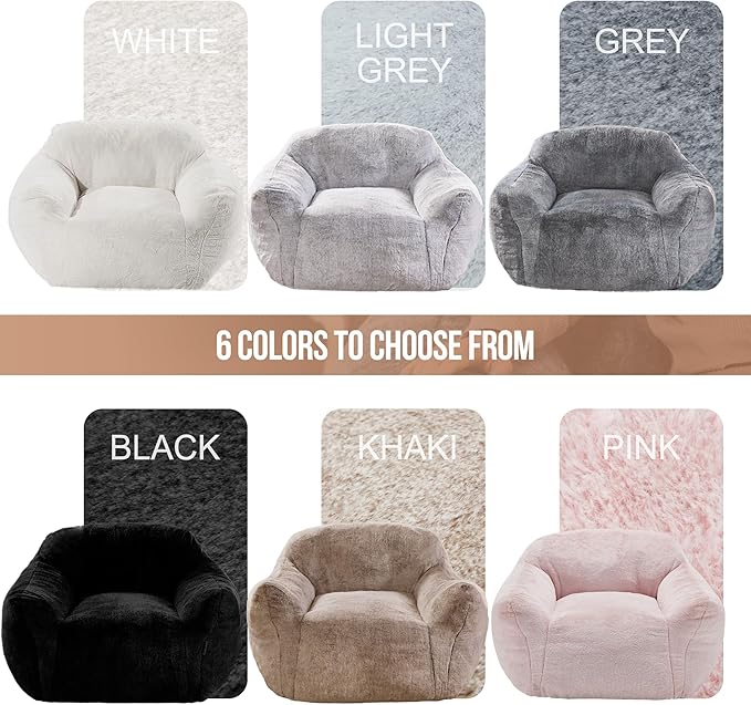 Giant Bean Bag Chair for Adults, Large Memory Foam BeanBag Chairs, Oversized Bean Bag Sofa with Filler, Faux Fur Big Reading Chair Comfy Floor Sofa Chair (Black)