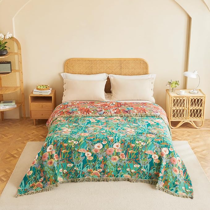 MSGKV Boho Throw Blanket 50"x60" Floral Blankets - Image 8