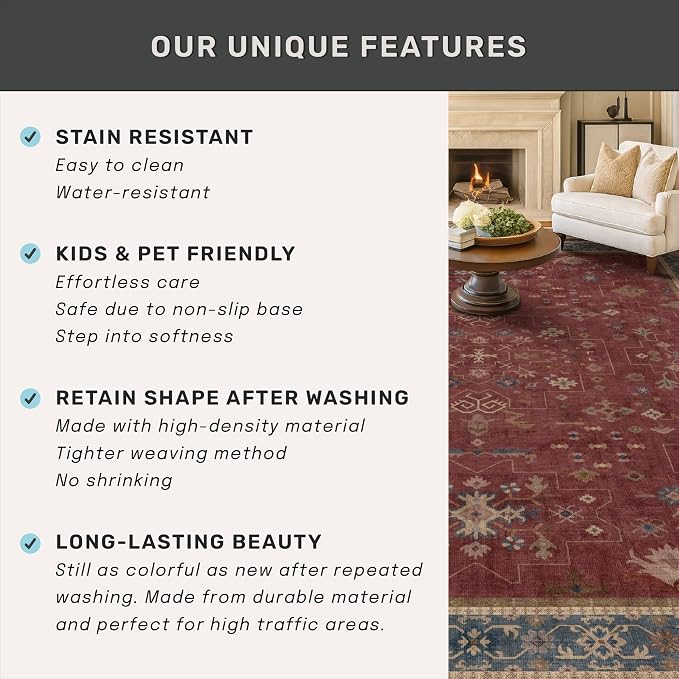 Dark Red 2'6''x8' Wide Hallway Runner Rug - Image 7