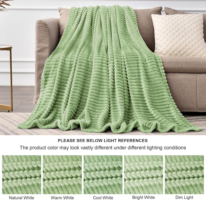 BEDELITE Fleece Blanket Twin Size – 3D Ribbed Jacquard Soft and Warm Decorative - Image 6