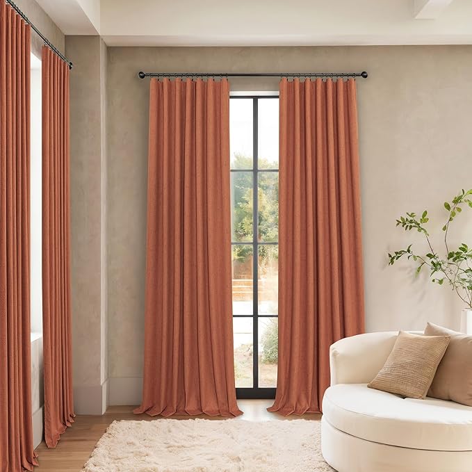 Terracotta Blackout Curtains 84 Inch Length 2 Panel Set - Image 2
