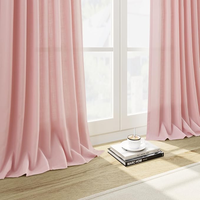 Pink Linen Curtains 72 Inch Length - Image 6