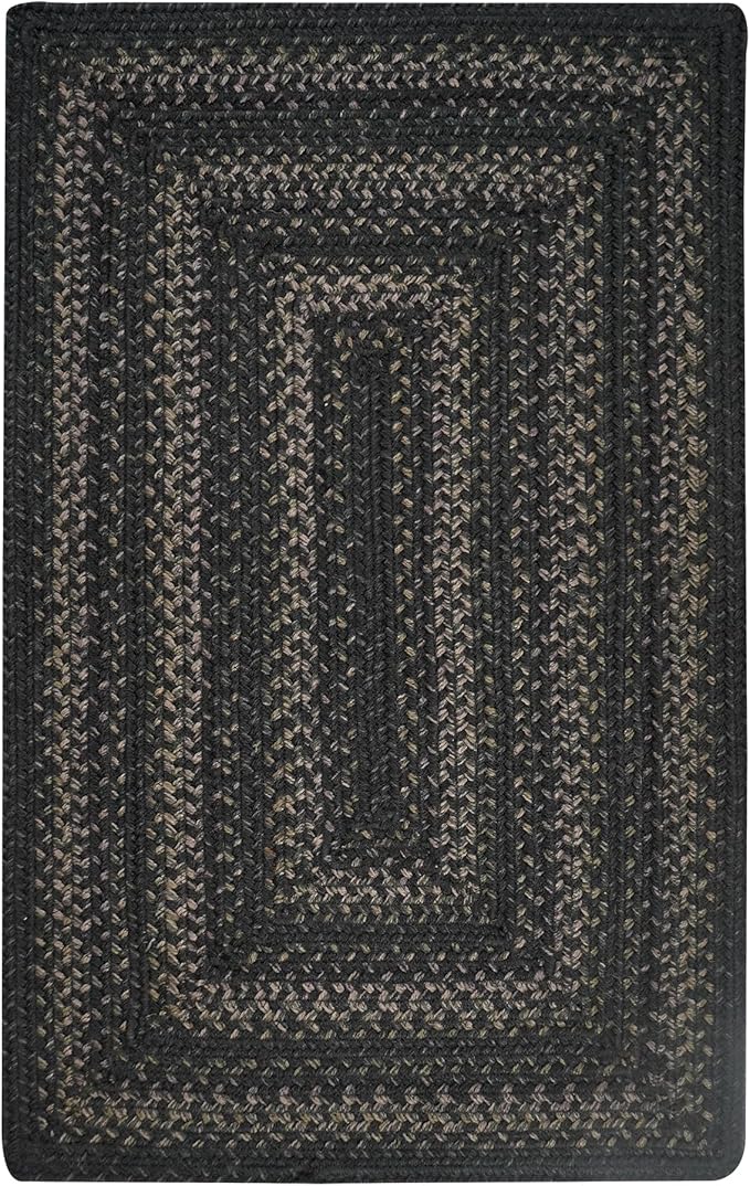 Jet Black Braided Area Rugs 4x6' – Primitive Black and Gray Area Rug for Bedroom and Large Entryway