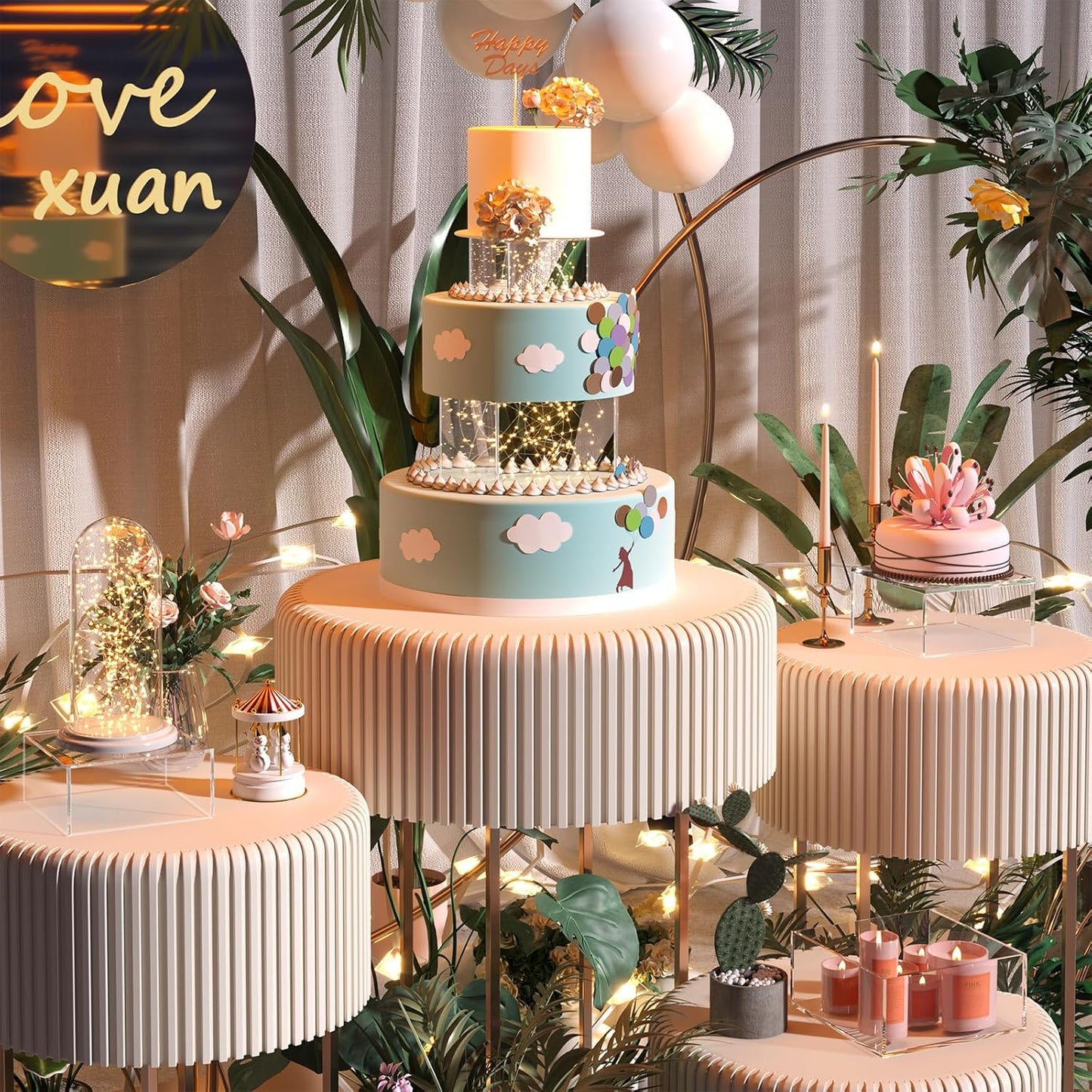 Buffet Risers, Food Display Risers for Party, Crystal Clear Acrylic Risers Display Stand for Buffet Table, Catering Displays for Dessert, Cube Box Nesting Riser with Hollow Bottom