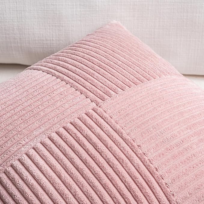 Fancy Homi 2 Packs Blush Pink Euro Decorative Throw Pillow Covers 26x26 Inch - Image 3