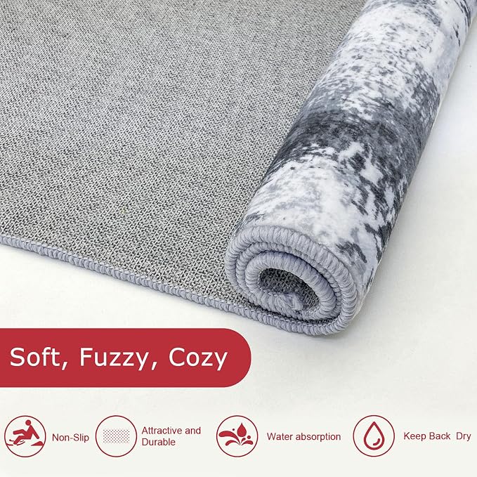 KOZYFLY Modern Abstract 3x5 Rug Gray Washable Rug Entry Rug, Soft Non-Slip - Image 6