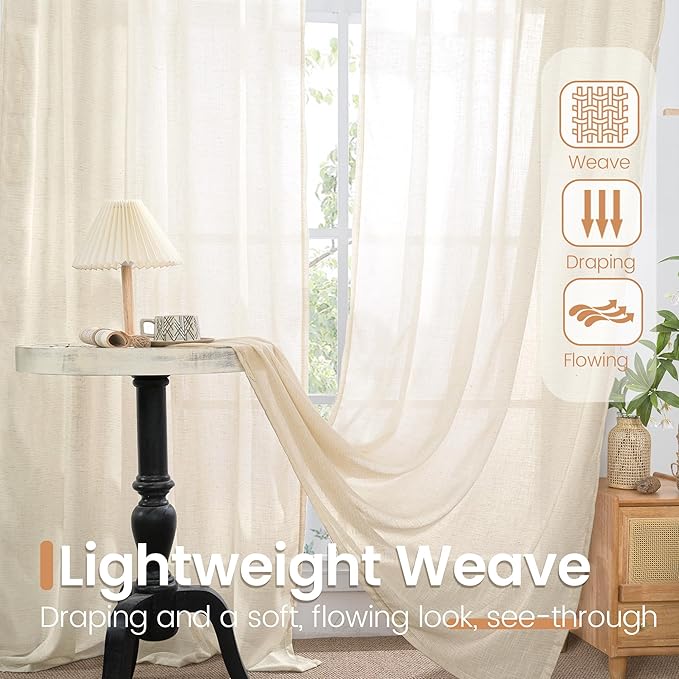 BGment 108 Inches Long Linen Curtains - Image 4