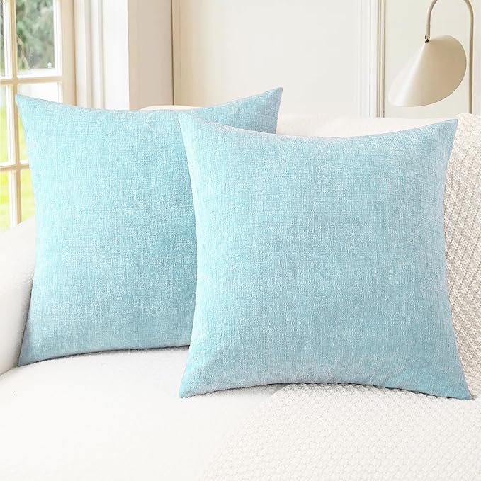 CaliTime Throw Pillow Covers Decorative 20 X 20 Inches Pack of 2 Cozy Chenille by CaliTime