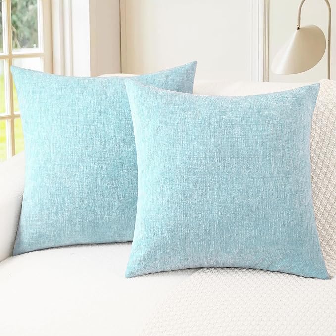 CaliTime Throw Pillow Covers Decorative 18 X 18 Inches Pack of 2 Cozy Chenille by CaliTime