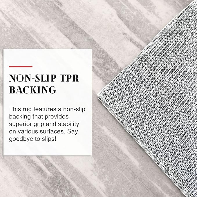 Lansny Modern Abstract Runner Rug 2x5, Neutral Light Beige and Grey Washable - Image 6