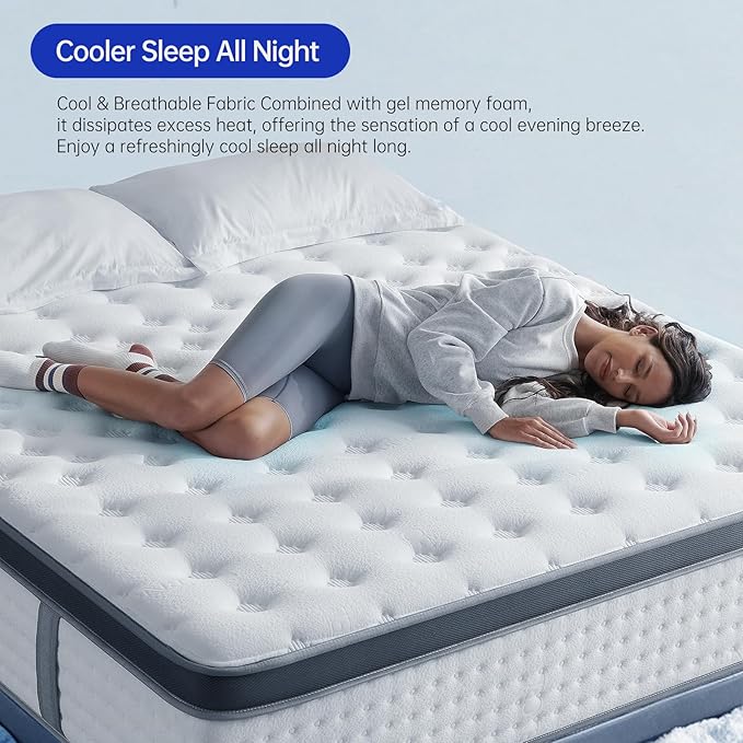 King Mattress,14 Inch King Size Mattresses in a Box,Memory Foam Hybrid Mattress , Individual Pocket Spring for Motion Isolation &Zoned Support & Pressure Relief,Medium Firm (King, 14, Inches)