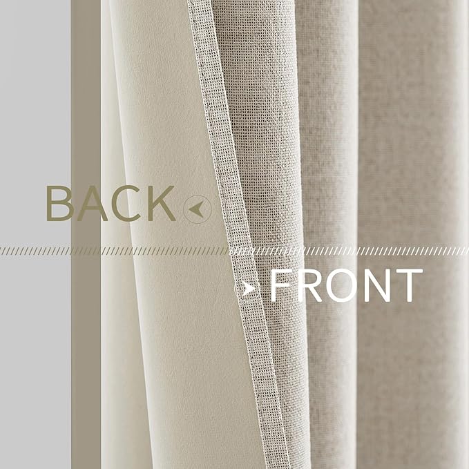 MIULEE Linen Curtains for Bedroom 100% Blackout Thermal Insulated Birch Grommet - Image 6
