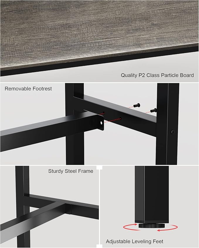 Teraves Bar Table, Bar Height Pub Table, Counter Height Table with Sturdy Metal Frame, Rectangular High Top Table for Kitchen & Dining, Living Room (55.11", Black Oak)