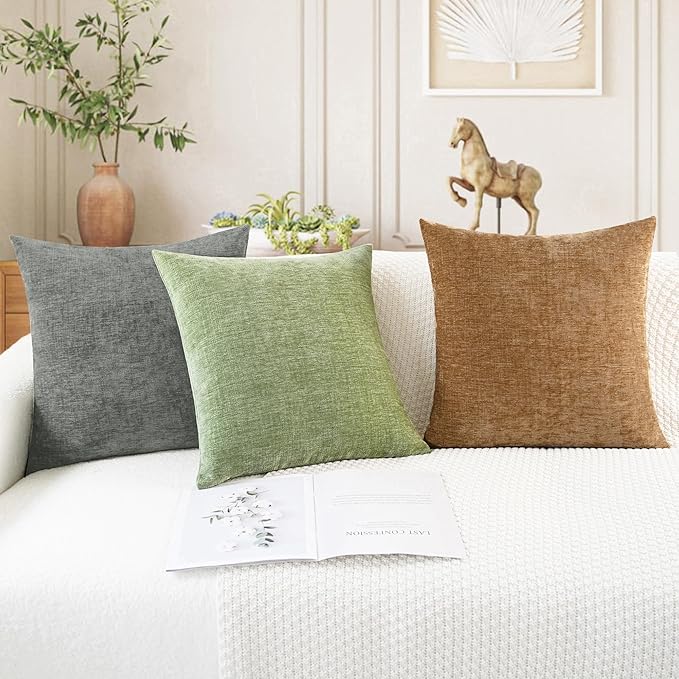 CaliTime Throw Pillow Covers Decorative 26 X 26 Inches Pack of 2 Cozy Chenille - Image 5