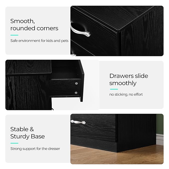 LINSY HOME 8 Drawer Dresser for Bedroom, 54" Wide Chest of Drawers, Modern TV Stand Dressers with Wood Frame and Metal Handles, Large Drawer Organizer for Bedroom, Living Room, Black