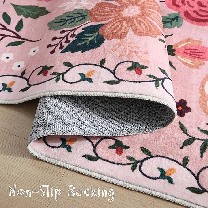 Rugcomf Door Mat Indoor Entrance 2x3 Rug Machine Washable Boho Floral Small - Image 3