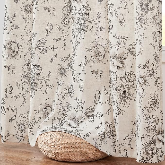 jinchan Linen Floral Curtains 84 Inch Length - Image 9