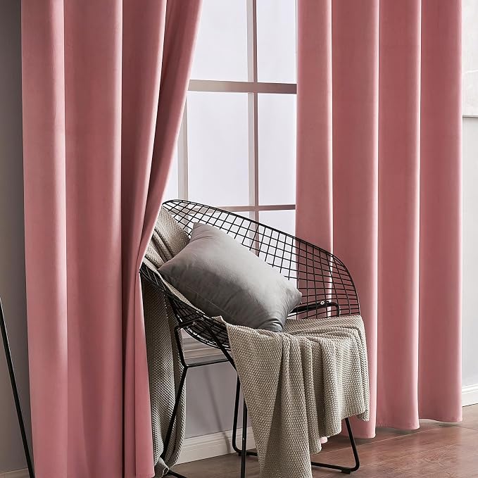 MIULEE Blush Pink Curtains Thermal Insulated Polyester Soundproof Room - Image 6