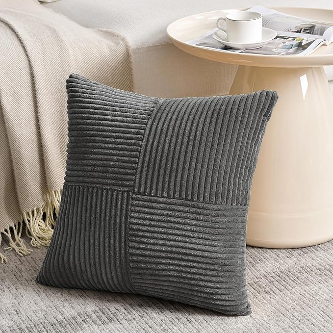 Fancy Homi 2 Packs Dark Gray Decorative Throw Pillow Covers 22x22 Inch - Image 2
