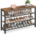 VASAGLE 4 Tier Shoe Rack, Shoe Organizer for Closet, Entryway, 16-20 Pairs of Shoes, Large Shoe Rack Organizer with 3 Metal Mesh Shelves, 11.8 x 39.4 x 28.3 Inches, Rustic Brown and Black ULBS14BX
