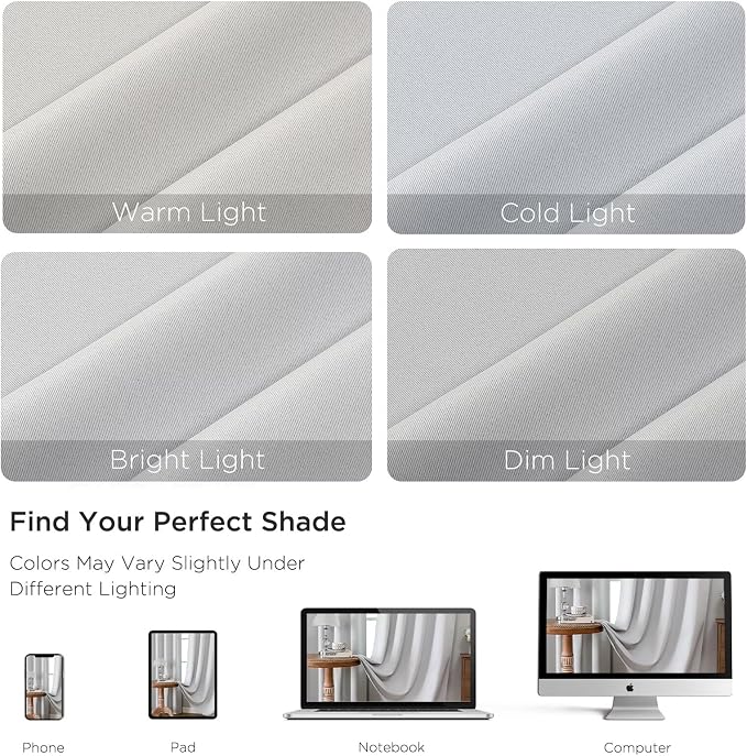 CUCRAF Grayish White Blackout Curtains 72 inch Length 2 Panels Set, Rod Pocket - Image 4