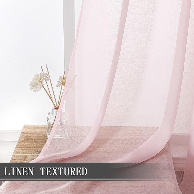 Tollpiz Short Sheer Tier Curtains Linen Textured Half Kitchen Curtain Sheers - Image 2