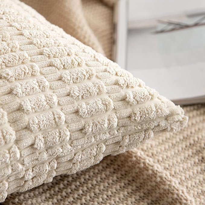 MIULEE Pack of 2 Corduroy Decorative Euro Sham Throw Pillow Covers 24x24 Inch - Image 4