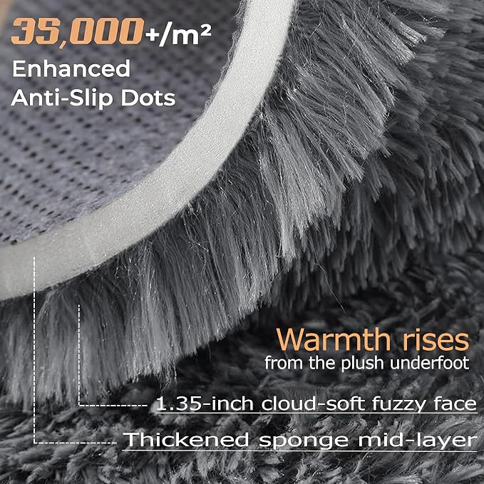 Dark Grey Rugs for Bedroom: 4x6 Fluffy Shag Soft Washable Rug Fuzzy Plush - Image 4