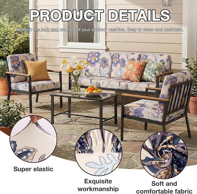 hyha 8Pcs Patio Cushion Covers, Stretch Outdoor Couch Cushion Covers, Washable - Image 3