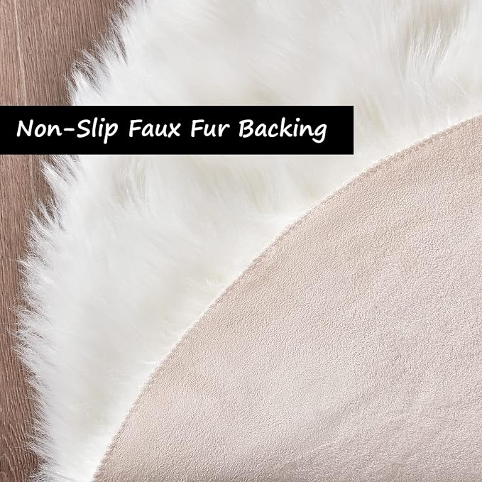 Goolela White Fluffy Fur Rug 4x6 Faux Sheepskin Fuzzy Shag White Rug - Image 5