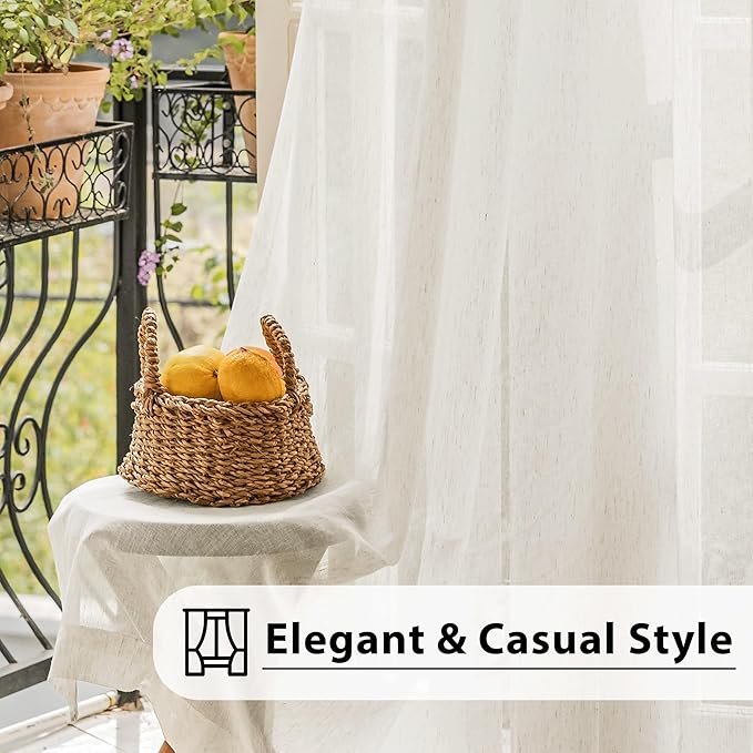 FMFUNCTEX Linen Sheer Curtains for Bedroom, Natural Flax Blend Window Draperies - Image 7